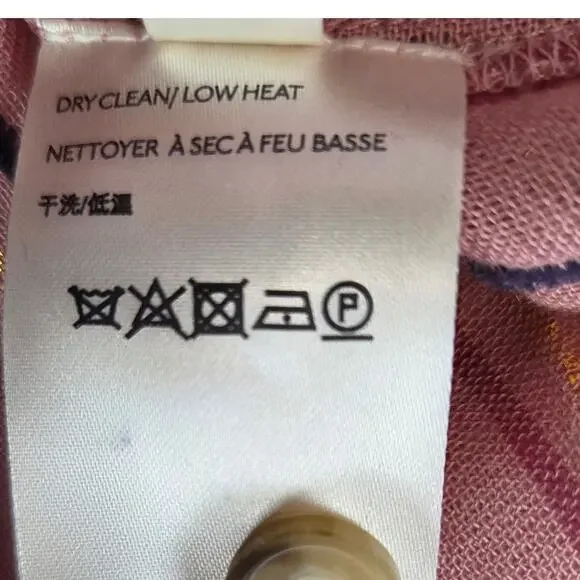 Anthropologie Isadora Button Back Tunic Top S Pink Gold Stripe Popover Shirt NWT - Picture 8 of 13